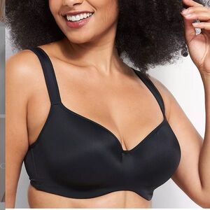 Black Cacique Smooth Lightly Lined Balconette Underwire Bra Sz 40DDD